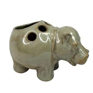 Pier 1 Ceramic Glazed Hippo Toothbrush Holder